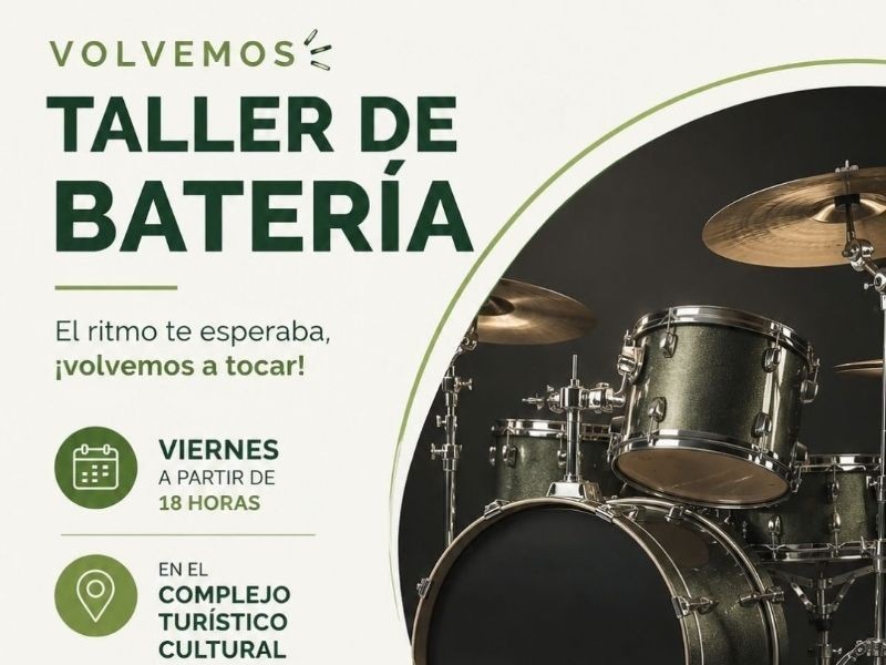 Vuelve el Taller de Batería al Complejo Turístico Cultural